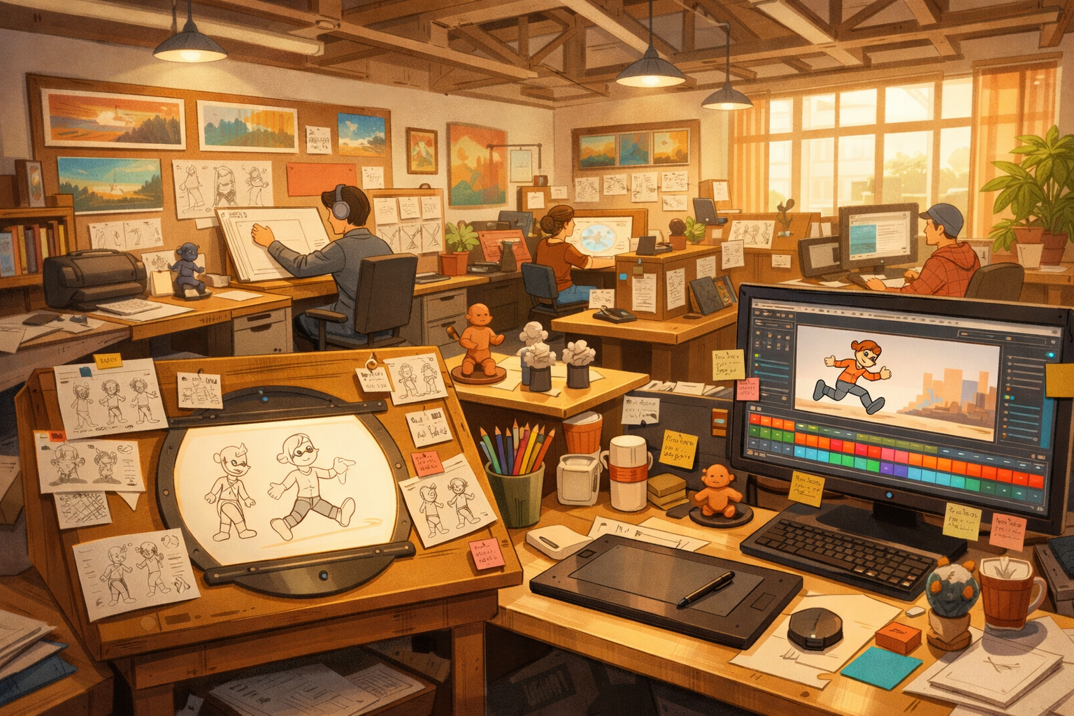 Animasyon stüdyosunda çalışma ortamı