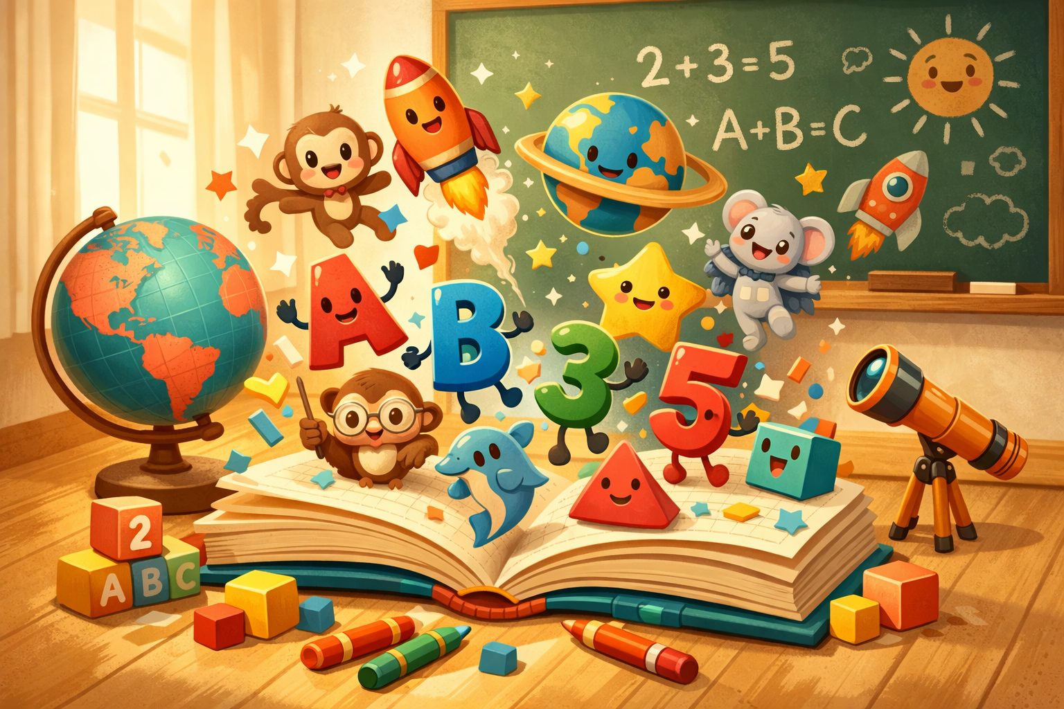 Eğitici animasyon karakterleri ile öğrenme ortamı