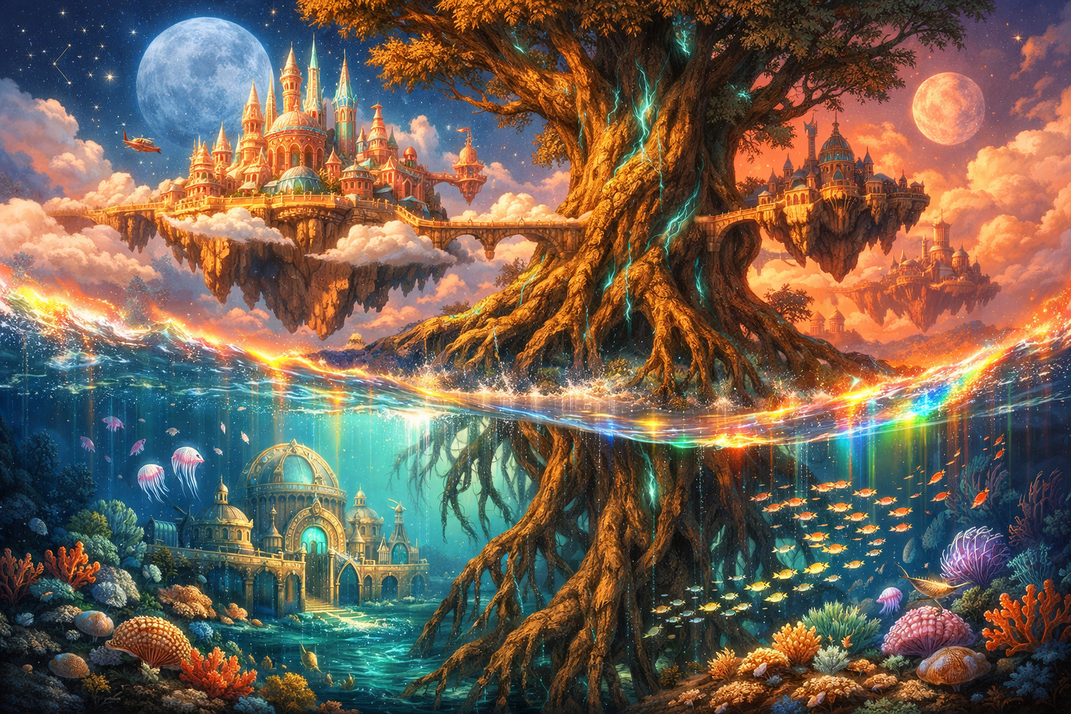 Fantastik animasyon kahramanları ve büyülü dünya